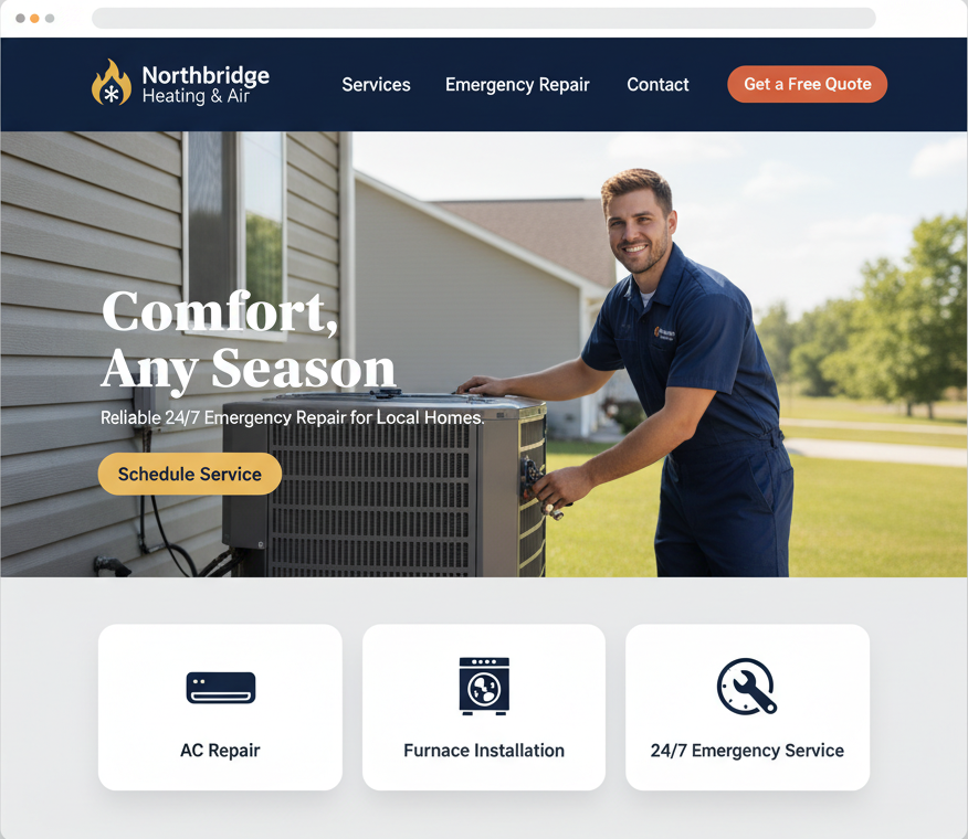 Northbridge Heating & Air website mockup